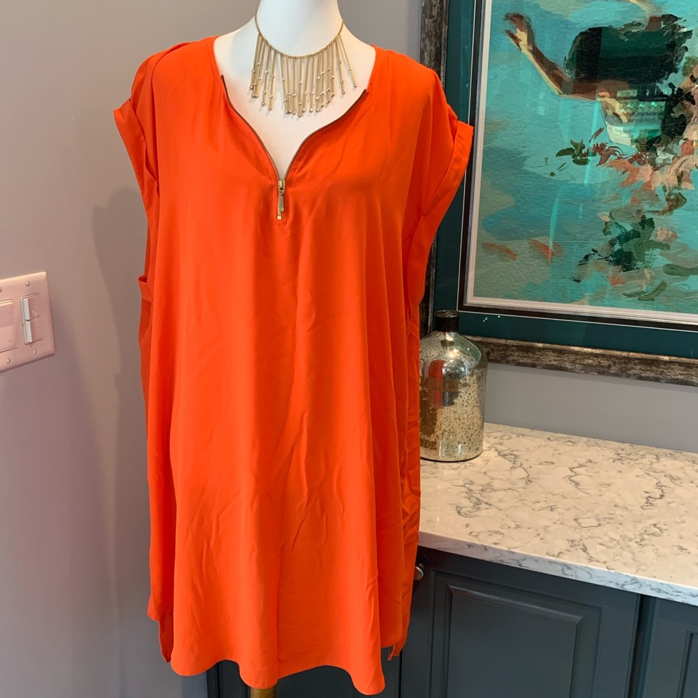 NWOT New Look orange shift mini dress w/Zipper  18